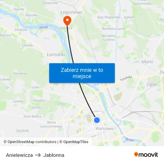 Anielewicza to Jabłonna map