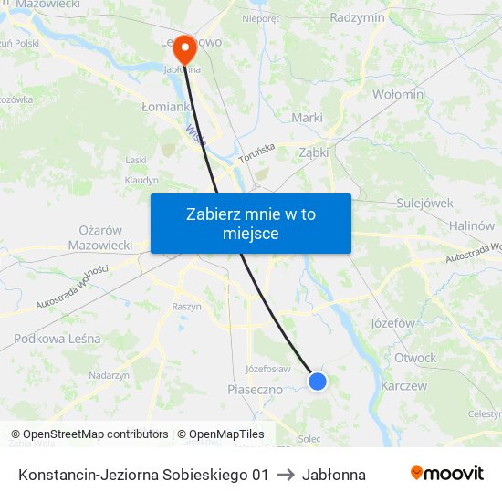 Konstancin-Jeziorna Sobieskiego 01 to Jabłonna map