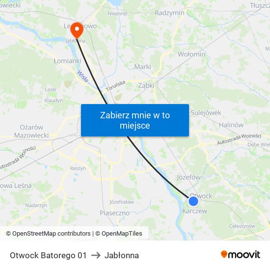 Otwock Batorego 01 to Jabłonna map