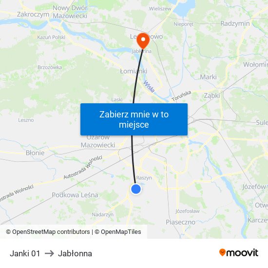 Janki 01 to Jabłonna map