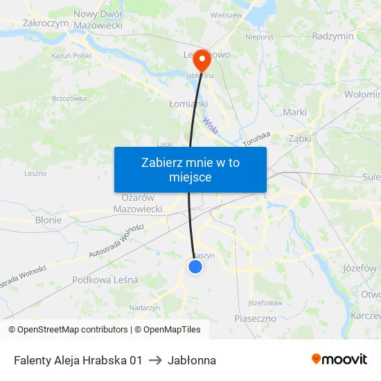 Falenty Aleja Hrabska 01 to Jabłonna map