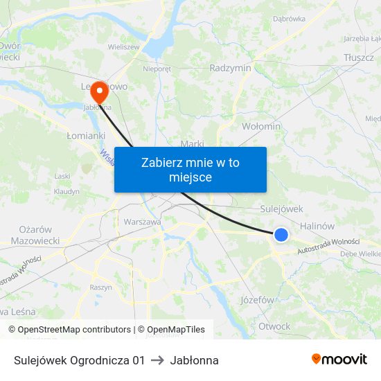 Sulejówek Ogrodnicza 01 to Jabłonna map