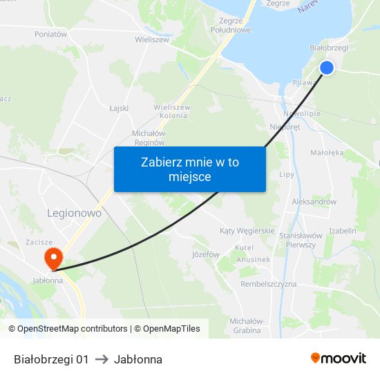 Białobrzegi 01 to Jabłonna map