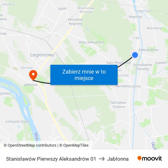 Stanisławów Pierwszy Aleksandrów 01 to Jabłonna map