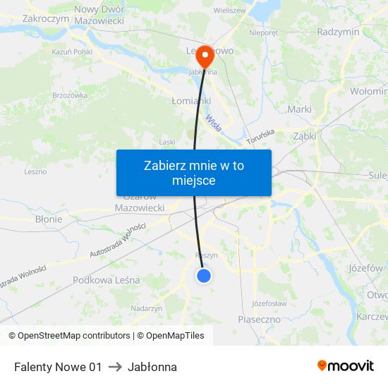 Falenty Nowe 01 to Jabłonna map