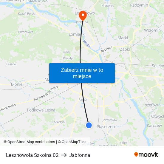 Lesznowola Szkolna 02 to Jabłonna map