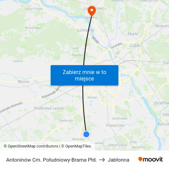 Antoninów Cm. Południowy - Brama Płd. to Jabłonna map