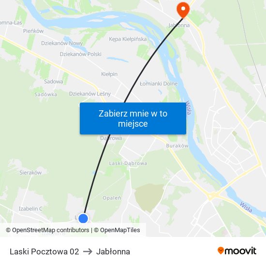 Laski Pocztowa 02 to Jabłonna map