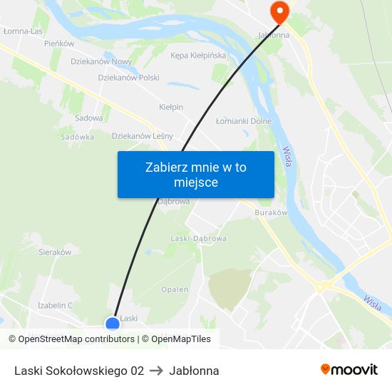 Laski Sokołowskiego to Jabłonna map