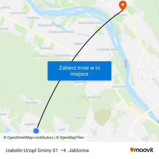 Izabelin Urząd Gminy 01 to Jabłonna map