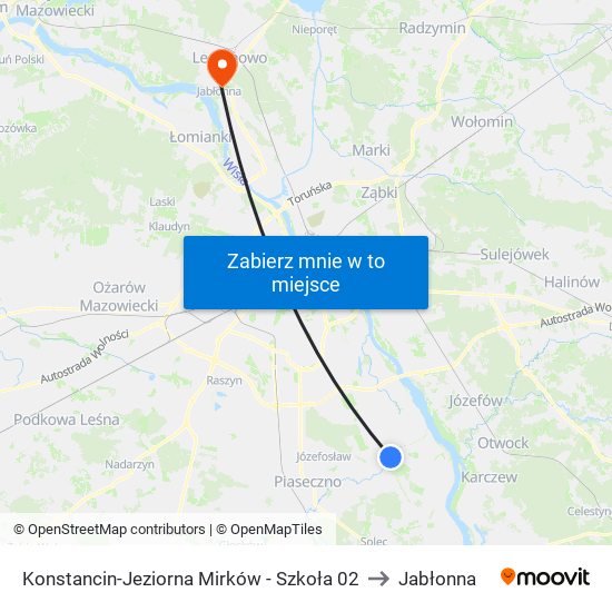 Konstancin-Jeziorna Mirków - Szkoła 02 to Jabłonna map