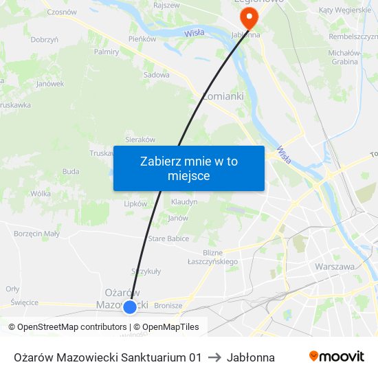 Ożarów Mazowiecki Sanktuarium to Jabłonna map