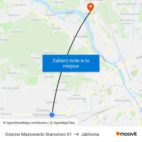 Ożarów Mazowiecki Starostwo 01 to Jabłonna map