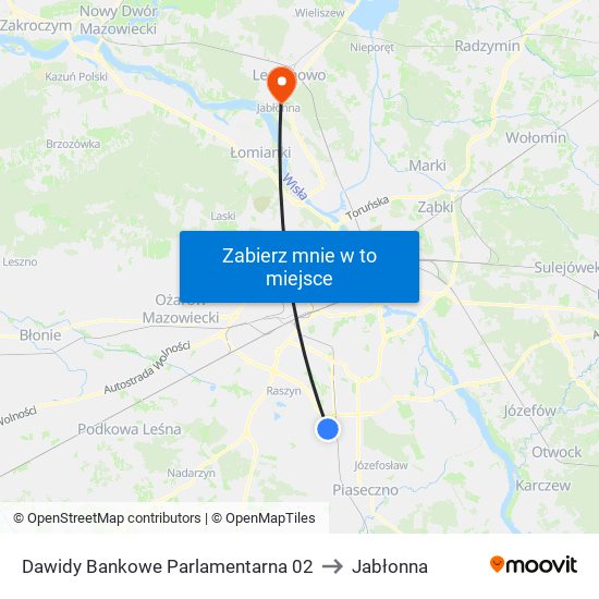 Dawidy Bankowe Parlamentarna 02 to Jabłonna map