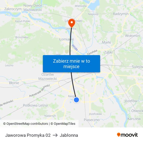 Jaworowa Promyka 02 to Jabłonna map