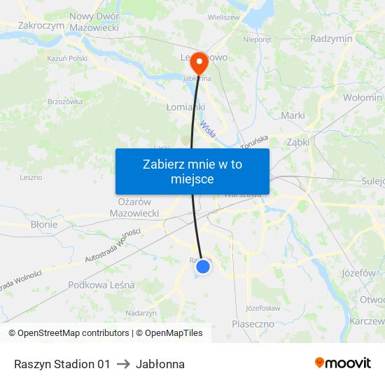 Raszyn Stadion 01 to Jabłonna map