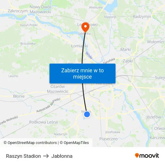 Raszyn Stadion to Jabłonna map