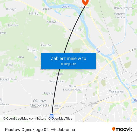 Piastów Ogińskiego 02 to Jabłonna map