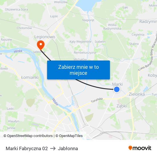 Marki Fabryczna 02 to Jabłonna map