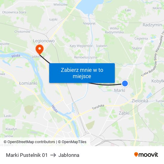 Marki Pustelnik to Jabłonna map