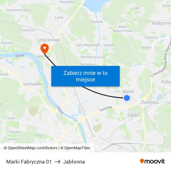 Marki Fabryczna 01 to Jabłonna map