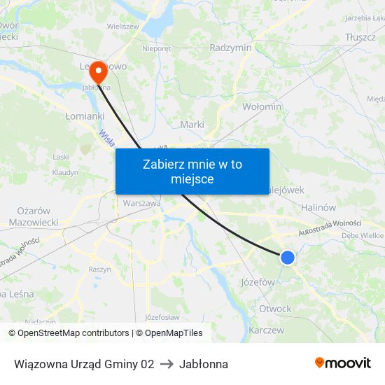 Wiązowna Urząd Gminy 02 to Jabłonna map