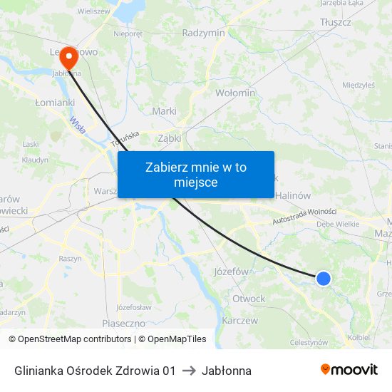 Glinianka Ośrodek Zdrowia 01 to Jabłonna map