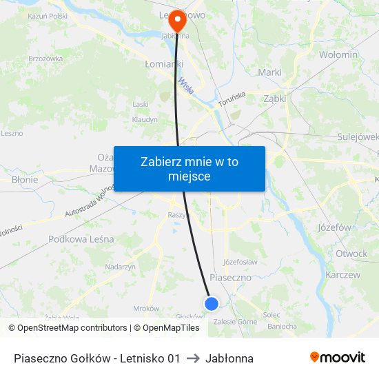 Piaseczno Gołków - Letnisko 01 to Jabłonna map