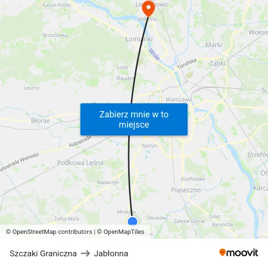 Szczaki Graniczna to Jabłonna map