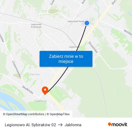 Legionowo Al. Sybiraków 02 to Jabłonna map