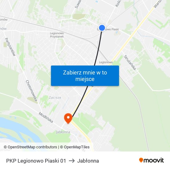 PKP Legionowo Piaski 01 to Jabłonna map