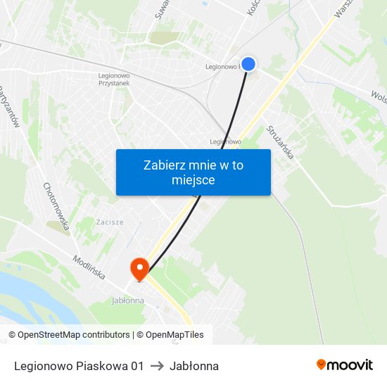 Legionowo Piaskowa 01 to Jabłonna map