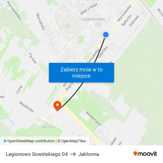 Legionowo Sowińskiego 04 to Jabłonna map