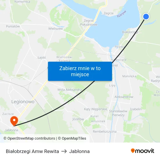 Białobrzegi Amw Rewita to Jabłonna map