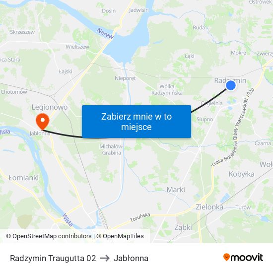 Radzymin Traugutta 02 to Jabłonna map