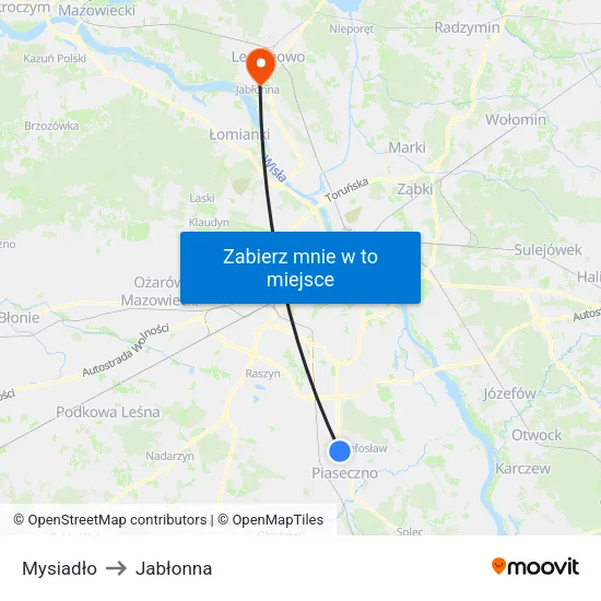 Mysiadło to Jabłonna map