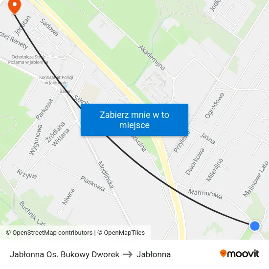 Jabłonna Os. Bukowy Dworek to Jabłonna map
