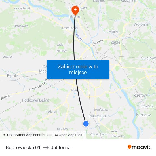 Bobrowiecka 01 to Jabłonna map