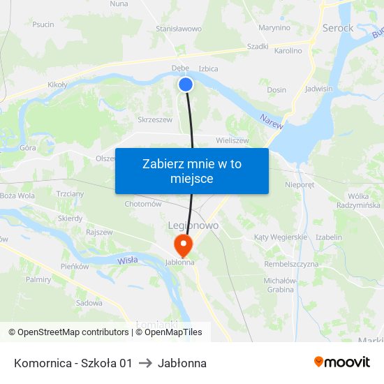 Komornica-Szkoła to Jabłonna map