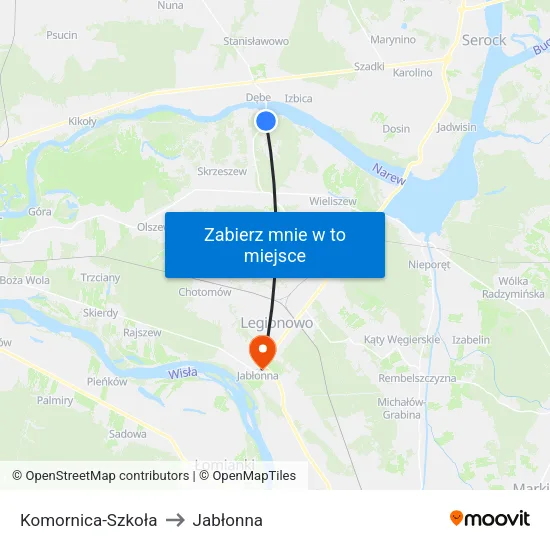 Komornica - Szkoła to Jabłonna map