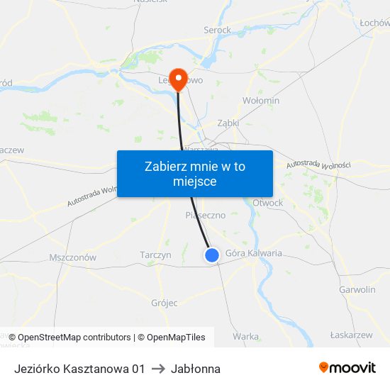 Jeziórko Kasztanowa 01 to Jabłonna map