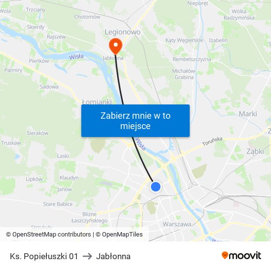 Ks. Popiełuszki 01 to Jabłonna map