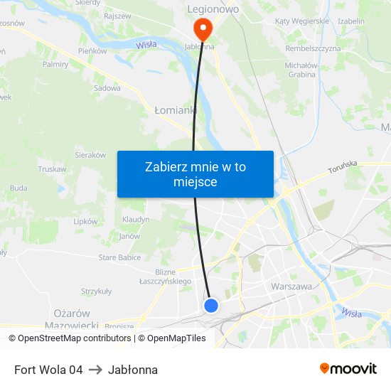 Fort Wola 04 to Jabłonna map