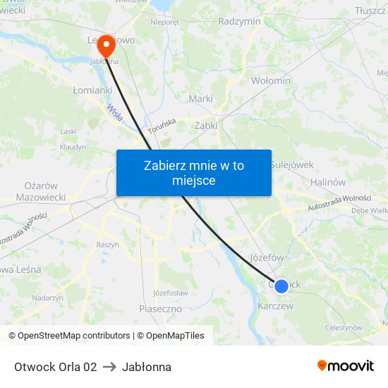 Otwock Orla 02 to Jabłonna map