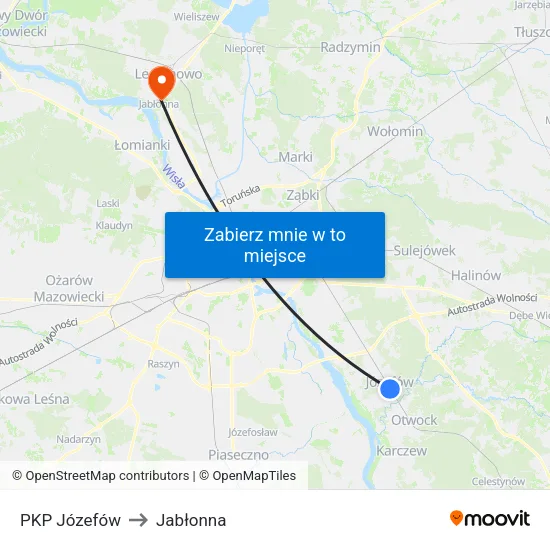 PKP Józefów to Jabłonna map