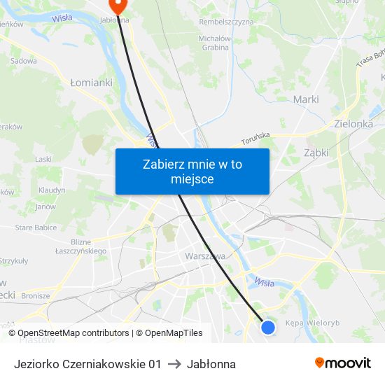 Jeziorko Czerniakowskie 01 to Jabłonna map