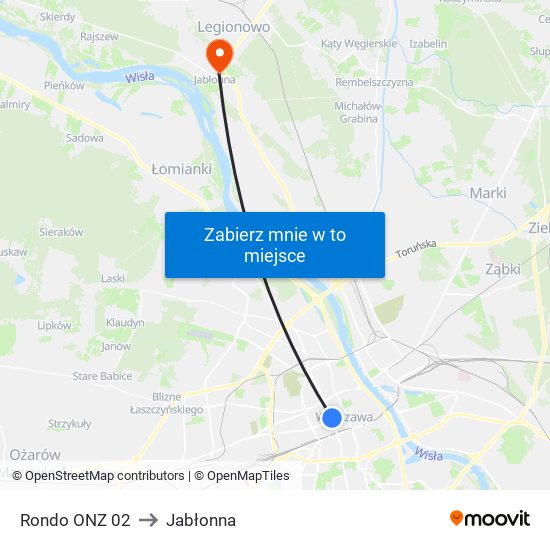 Rondo ONZ 02 to Jabłonna map