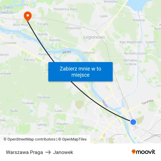 Warszawa Praga to Janowek map