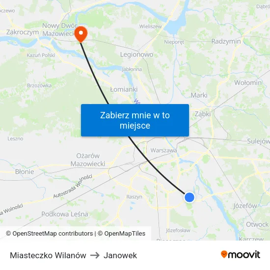 Miasteczko Wilanów to Janowek map