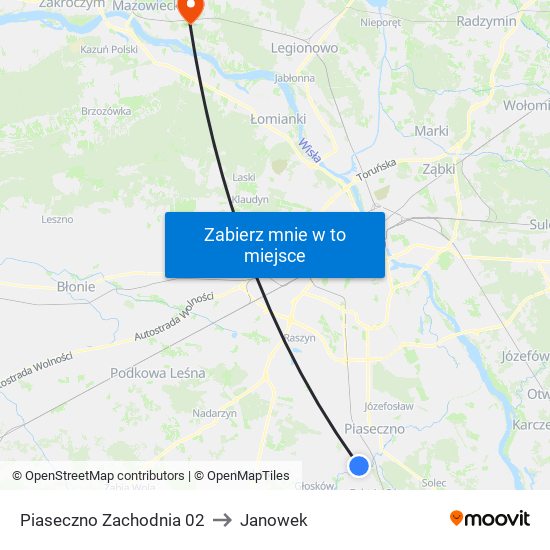 Piaseczno Zachodnia 02 to Janowek map